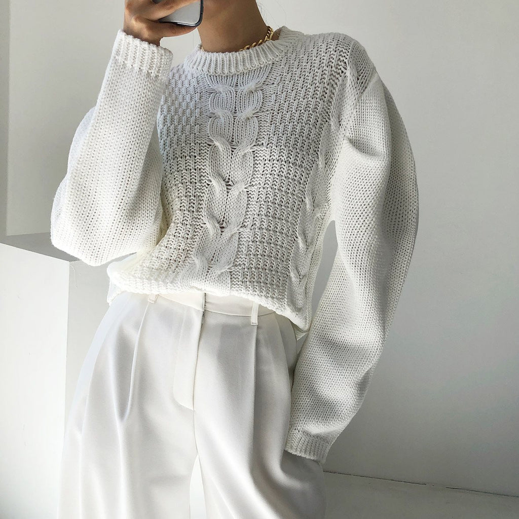 Kuscheliger Zopfstrick-Pullover für Damen