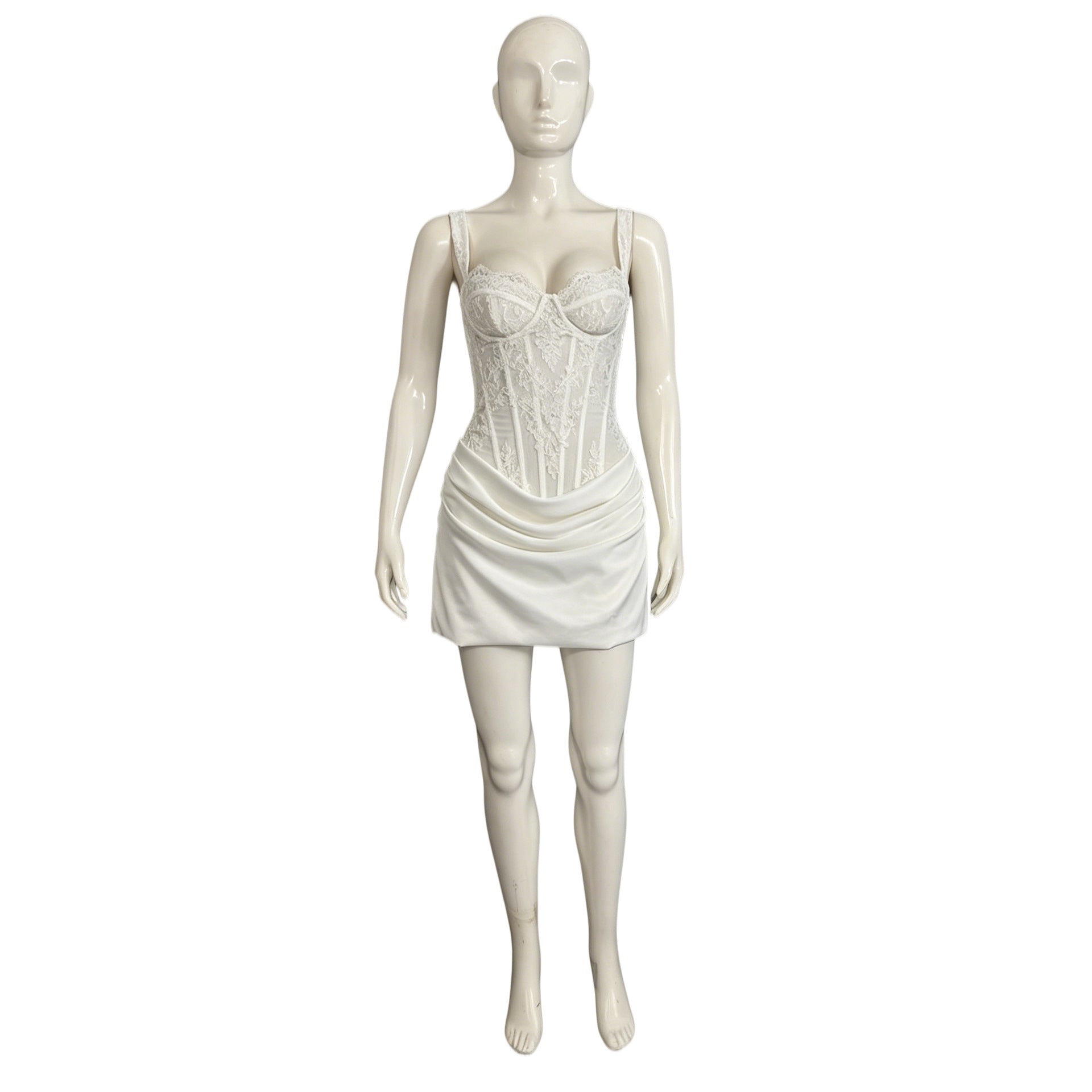 Minikleid mit Spitze und Spaghettiträgern