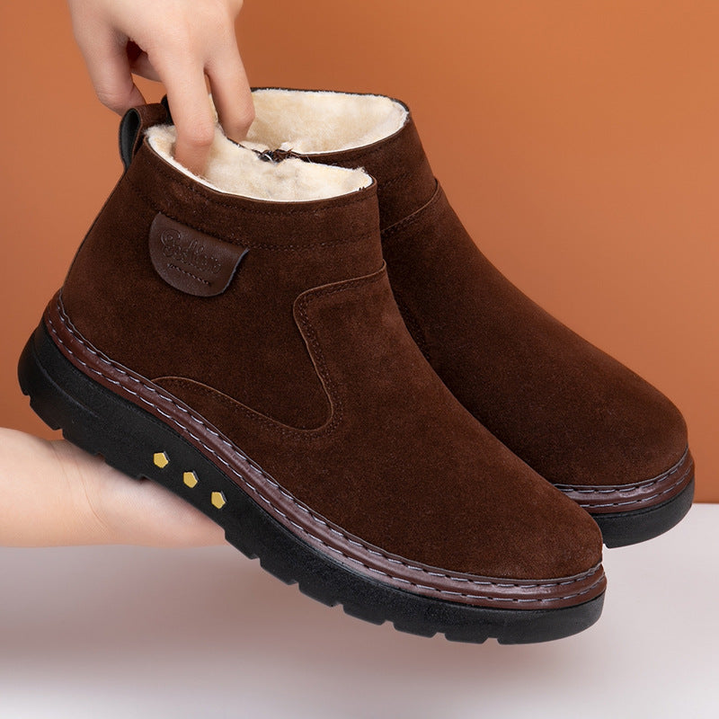 Warme Lammfell-Boots aus Veloursleder