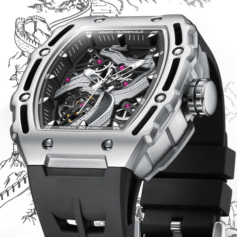Automatische Skelett-Herrenuhr mit Leuchtzeigern – Ansicht 5