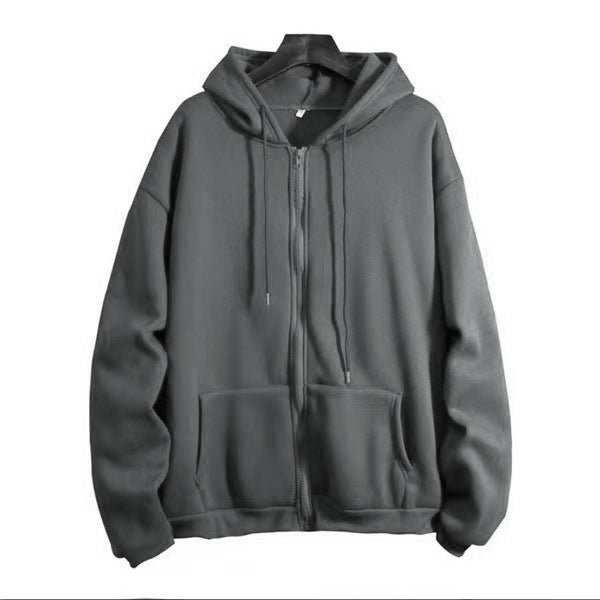 Hoodie Cardigan Solid-Fleece