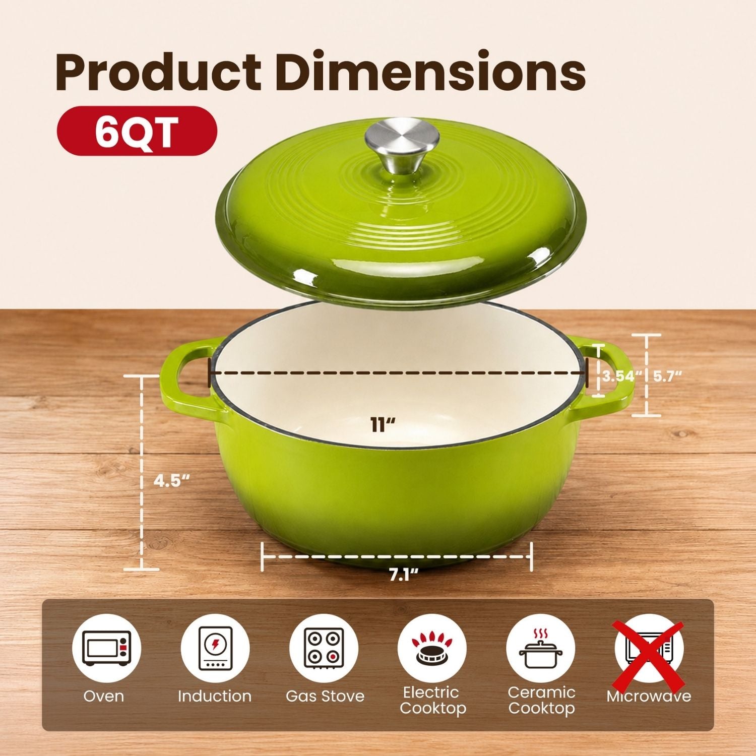 Emaillierter Gusseisen-Topf mit 6 Quart