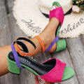 High Heel Color Block Sandalen mit Riemchen