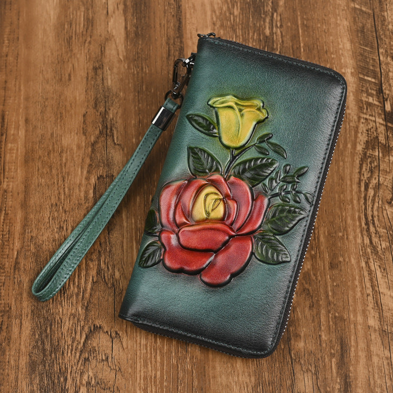 Vintage-gestanzte Gemüsegerbte Leder-Geldbörse | LuxeStyle