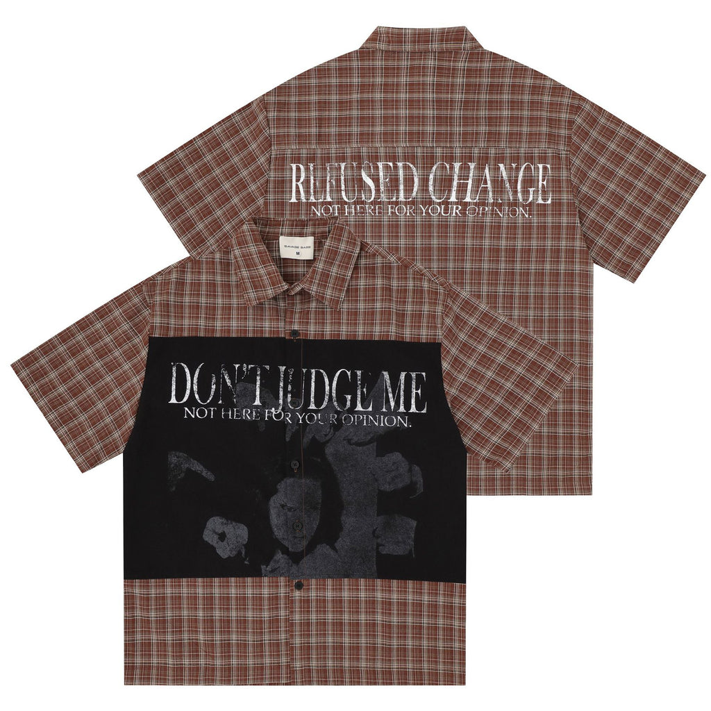 Retro Color-Block Patchwork Plaid Hemd