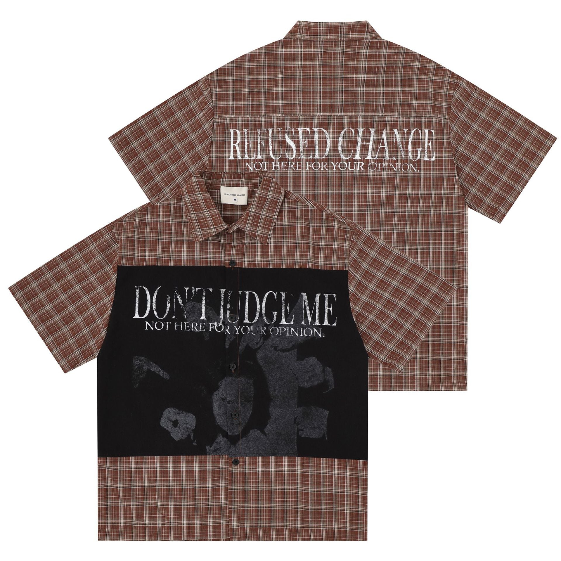 Retro Color-Block Patchwork Plaid Hemd