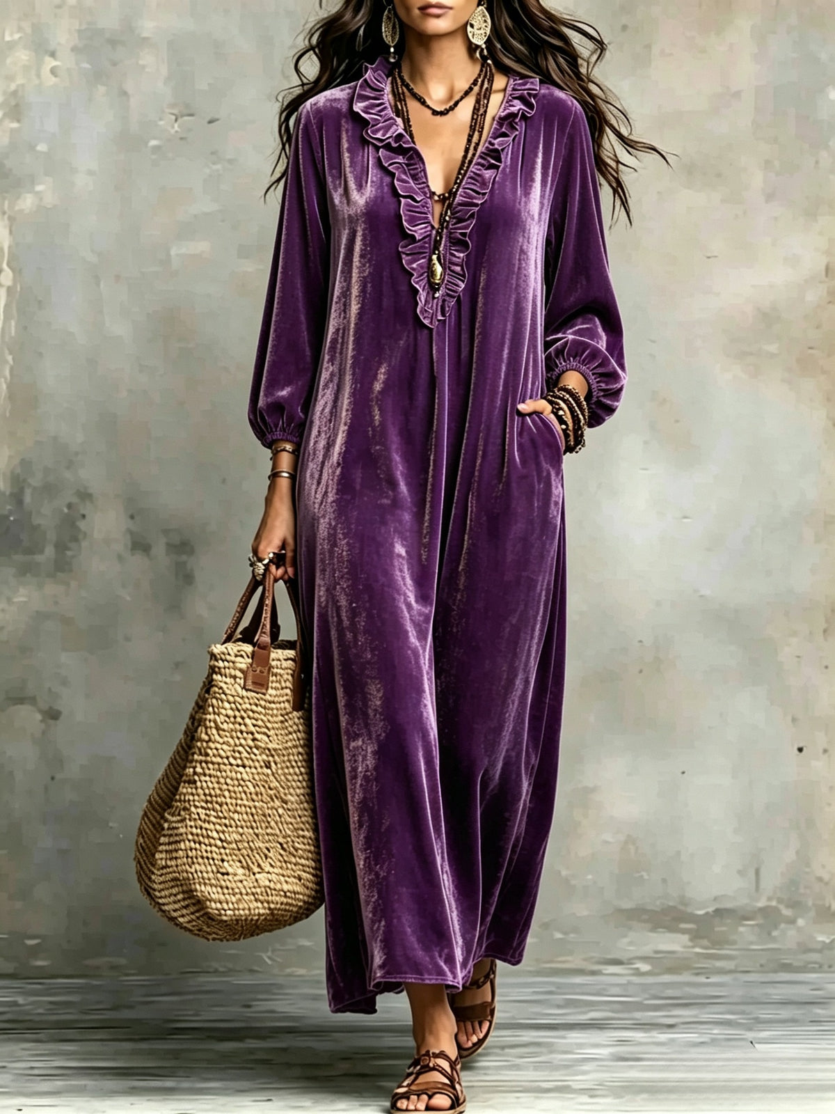 Samtkleid mit Laternenärmeln – Bild 8 | LuxeStyle