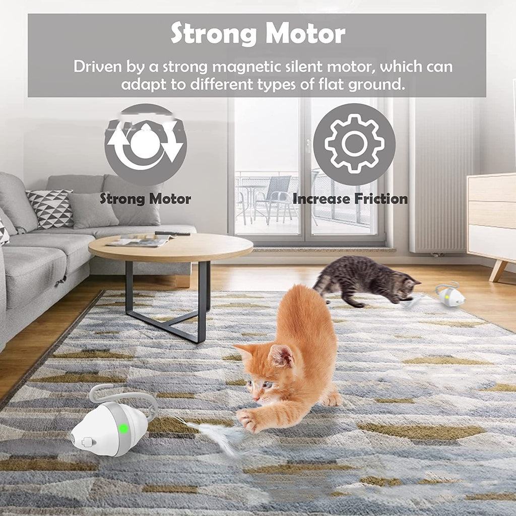 360° Rollende Maus mit Feder für Katzen