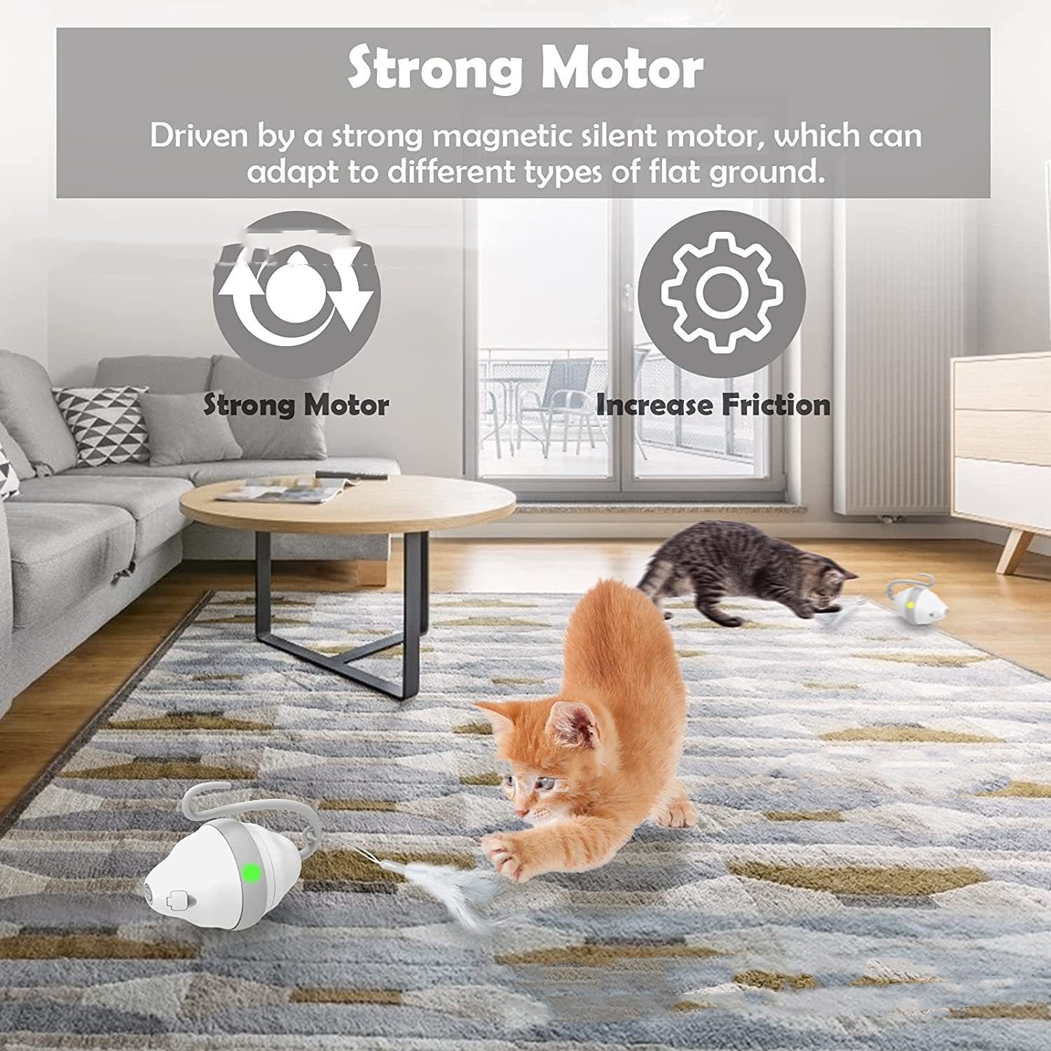 360° Rollende Maus mit Feder für Katzen
