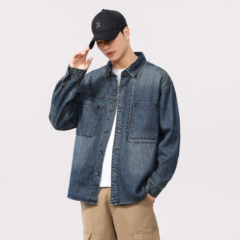 Amerikanisches Retro-Long-Sleeve-Denim-Shirt – Bild 2 | LuxeStyle