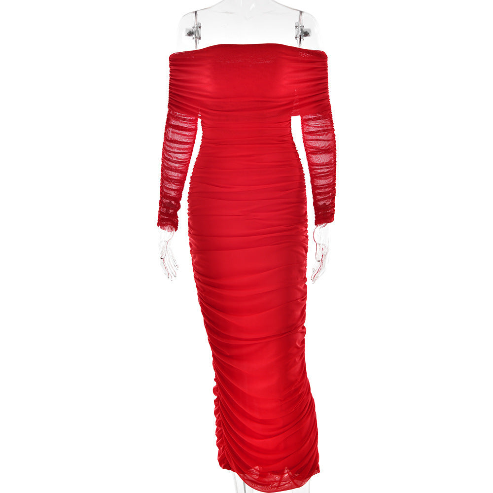 Off-Shoulder-Plisseekleid «Aurélie» · schulterfrei & fliessend (Damen, 4 Farben)