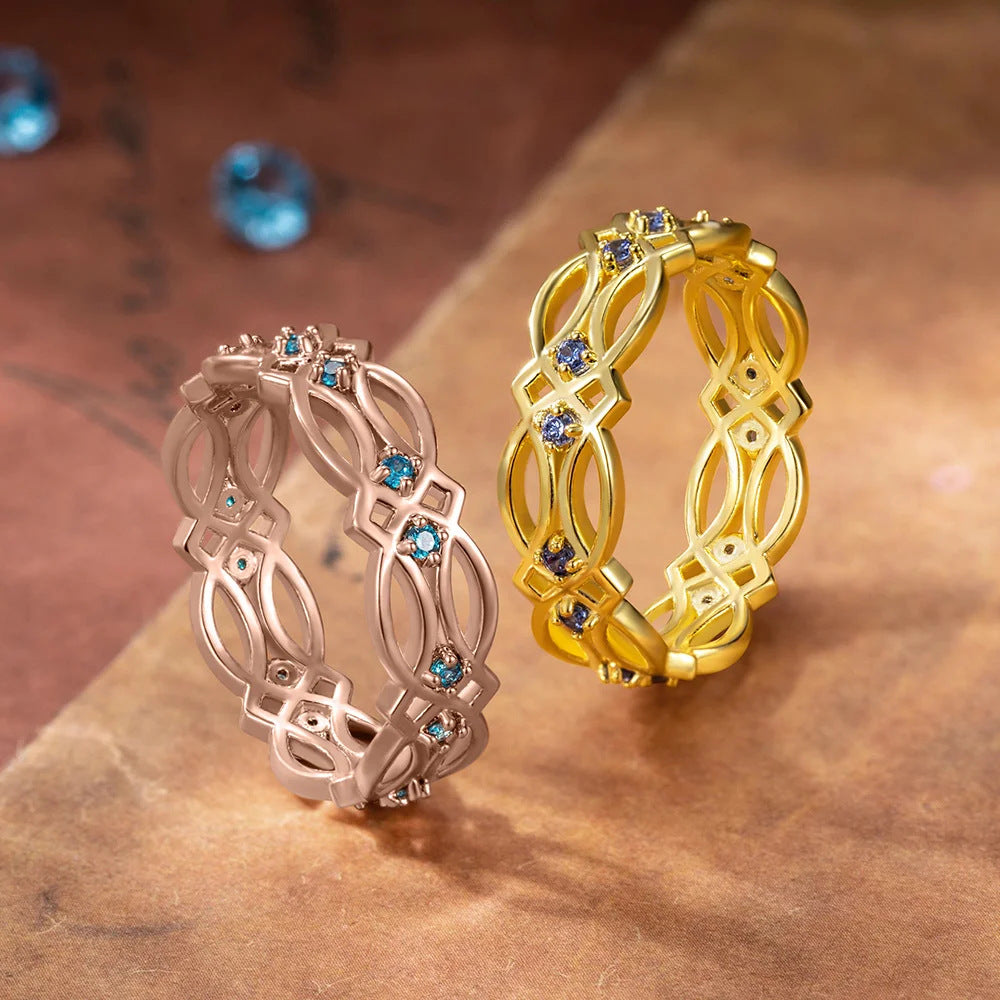 Geburtsstein-Ring mit Hohl-Design