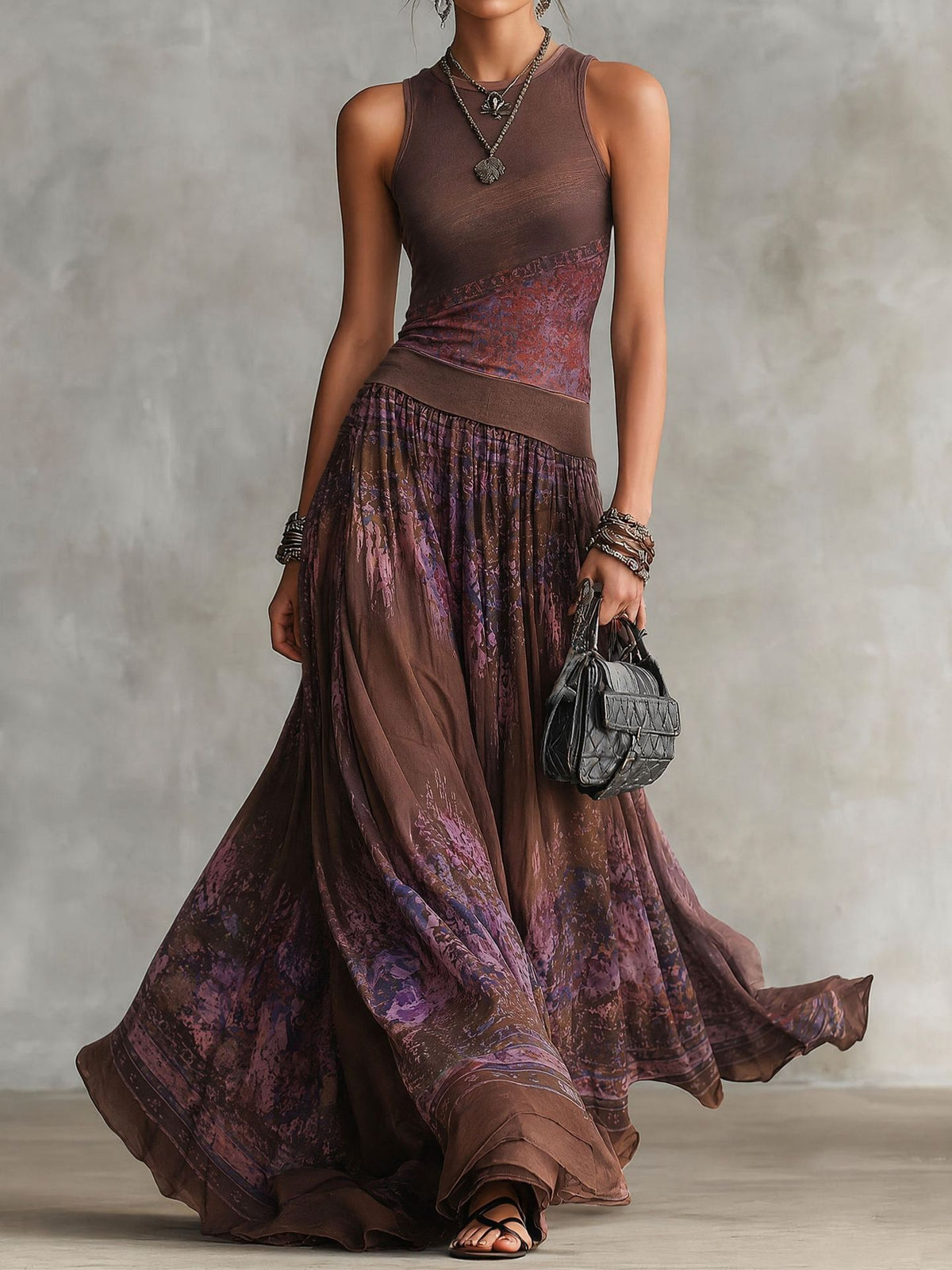 Boho-Maxi-Kleid ohne Ärmel, gestreift – Bild 12 | LuxeStyle