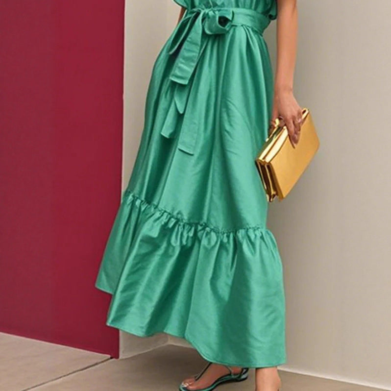Elegantes Satin-Kleid mit Rüschenärmeln – Bild 6 | LuxeStyle