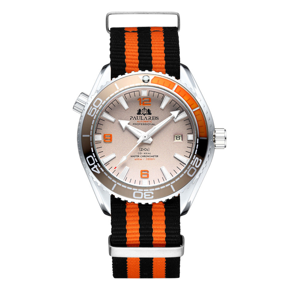 Automatische Herrenuhr mit Leuchtzeigern und Canvas-Armband