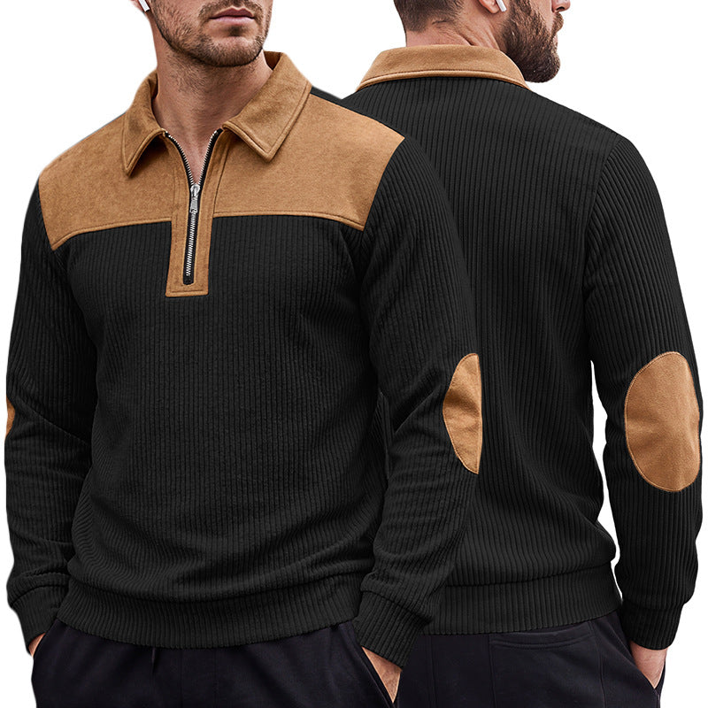 Herren-Sweatshirt mit Kerbkragen und Stickerei – Bild 3 | LuxeStyle