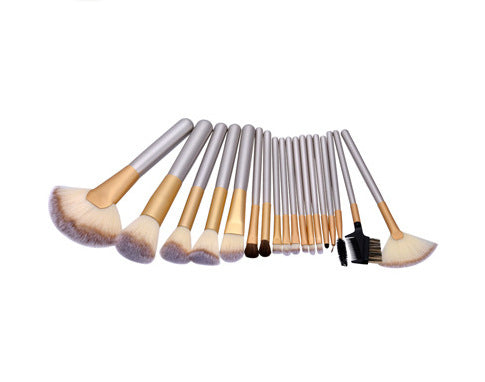 24er Make-up-Bürsten-Set Beige Champagne