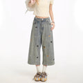 Bestickte Jeansshorts mit Hundemotiv