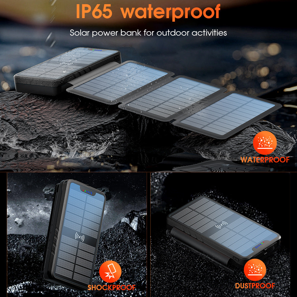 Faltbare Solar Powerbank mit Wireless Charging