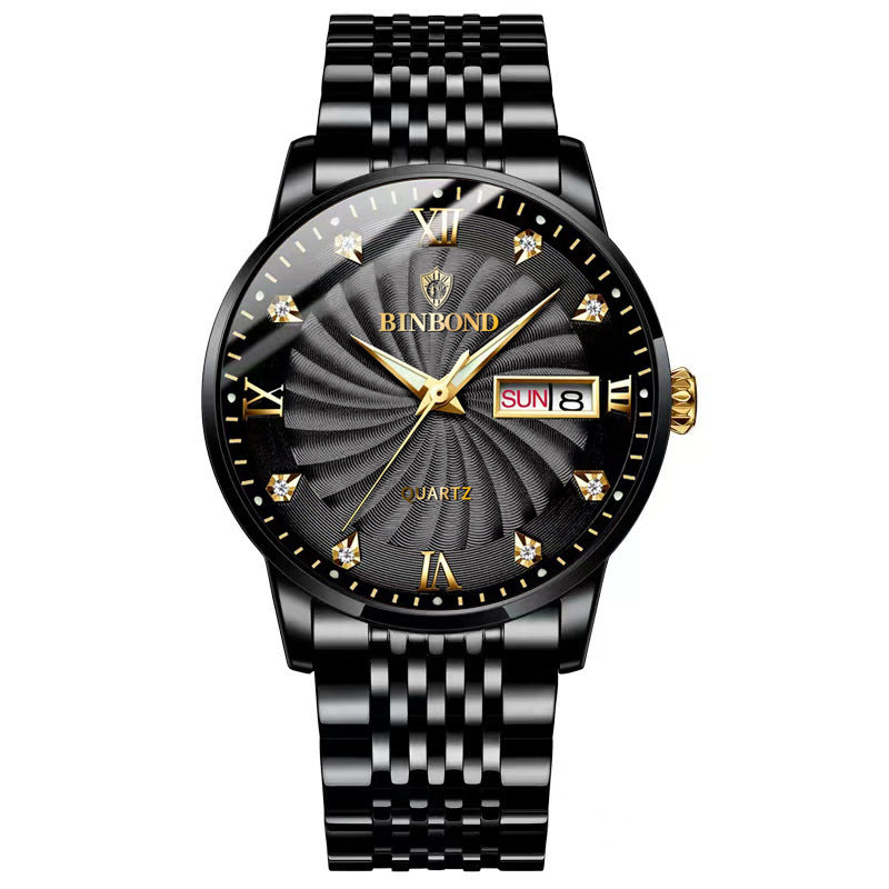 Quarz-Herrenuhr mit Doppeldarstellung und Edelstahlarmband