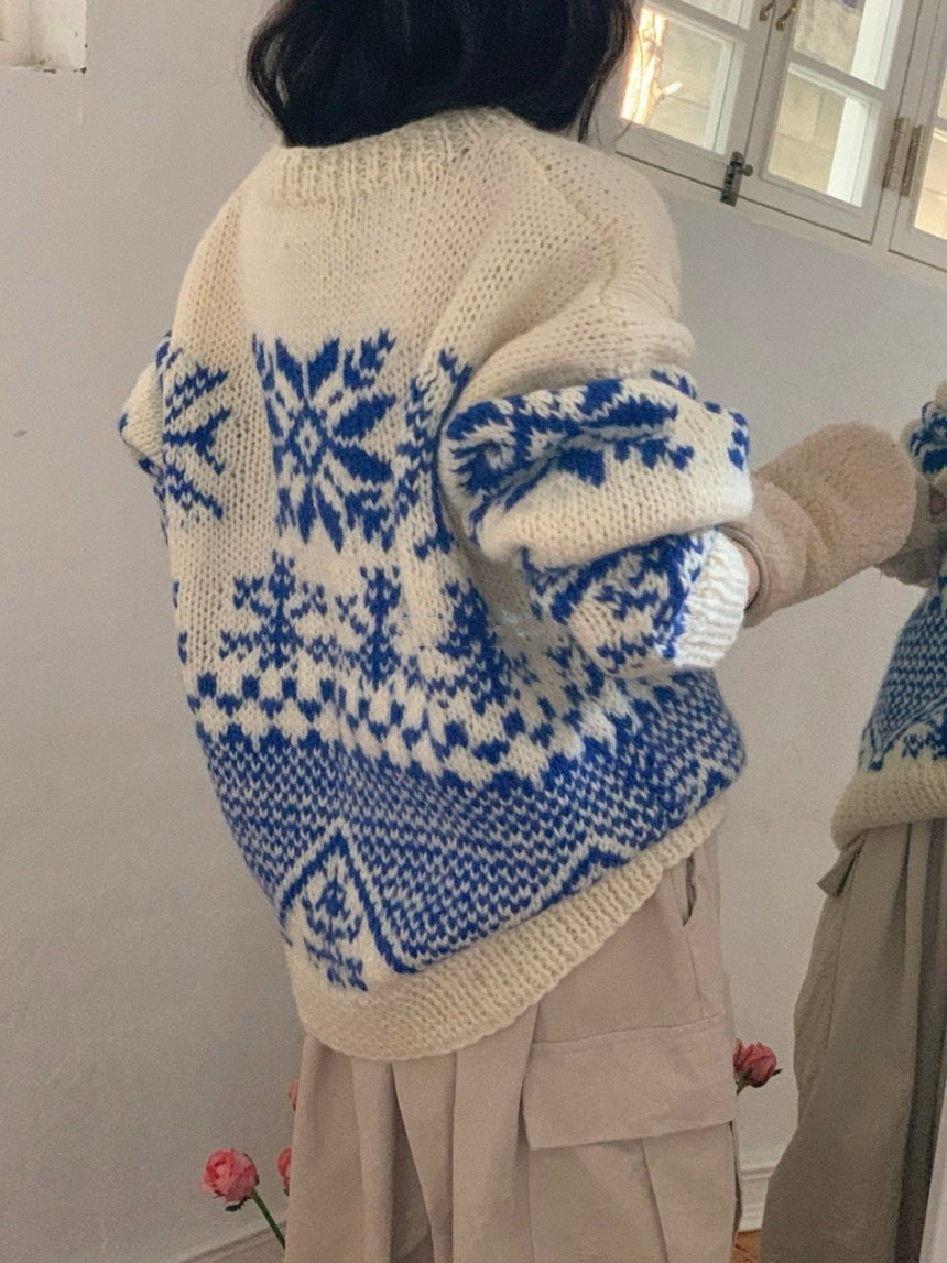 Farbblock-Strickpullover