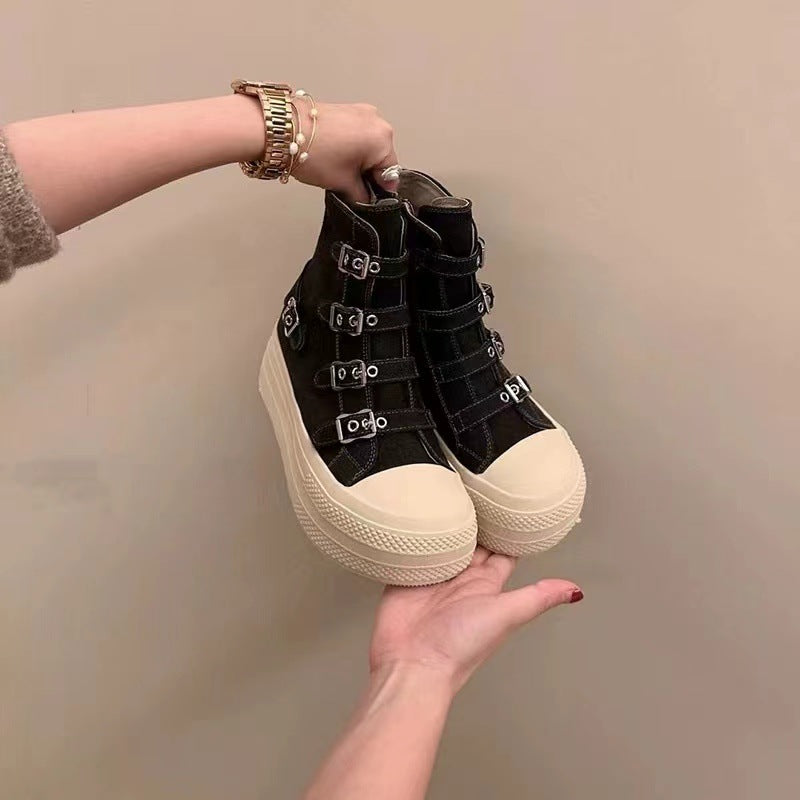 Atmungsaktive Canvas Boots mit dicker Sohle