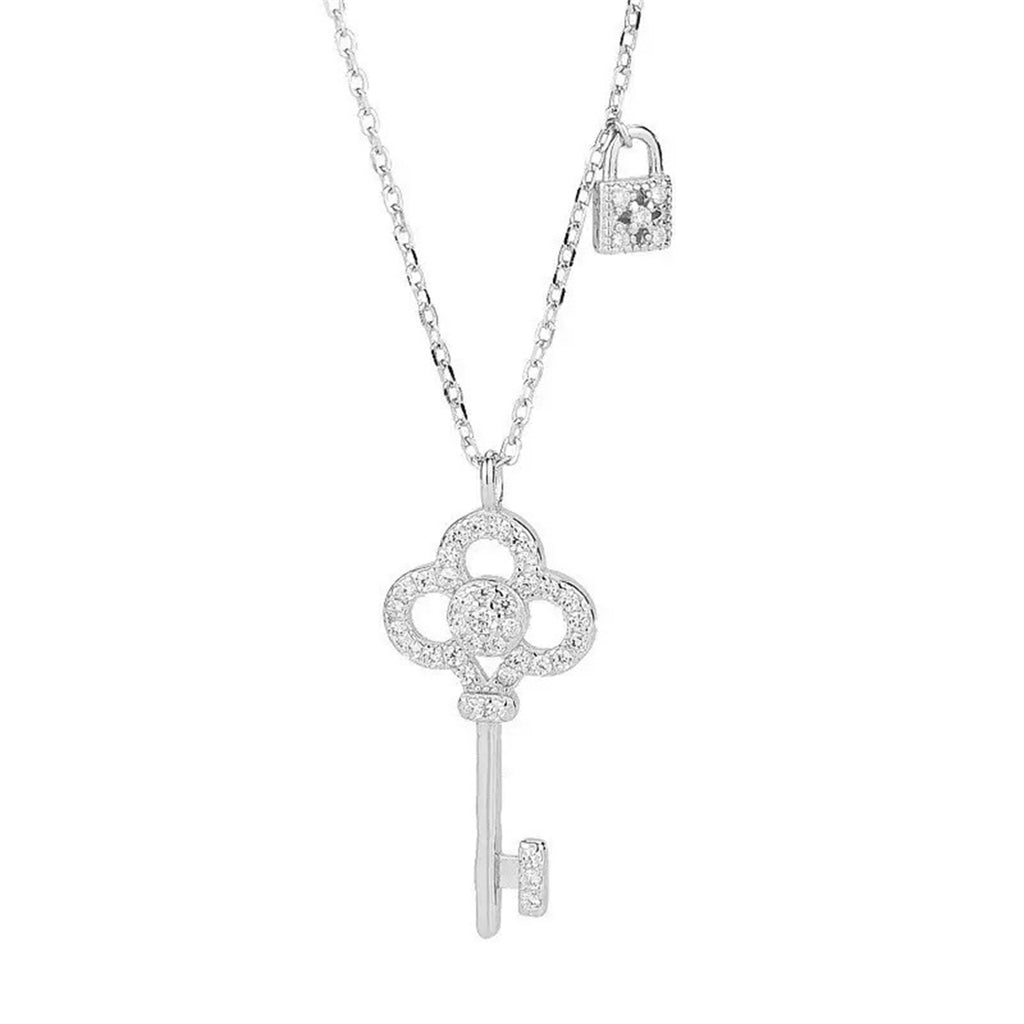 Diamantbesetzte Schlüssel-Halskette mit Geschenkbox