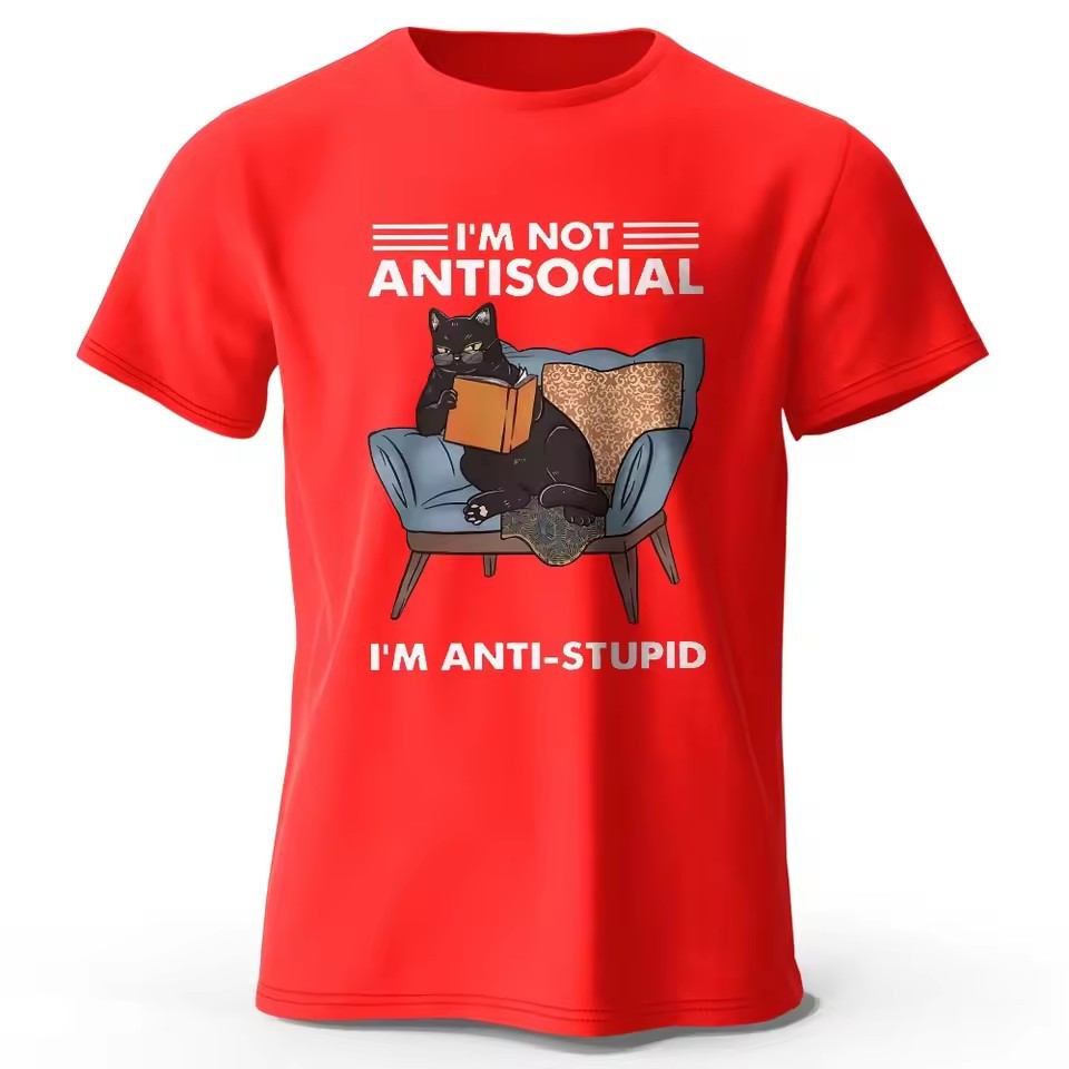 Kurzarm-Shirt mit trendigem Katzenprint