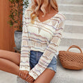 Regenbogen Pullover mit V-Ausschnitt
