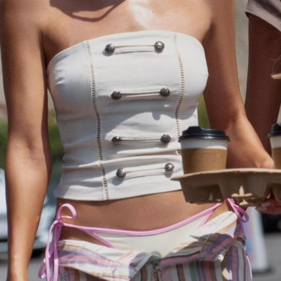 Kurzes Slim-fit Bandeau-Top für Damen