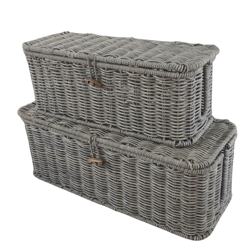 Aufbewahrungskorb mit Deckel im Rattan-Stil | LuxeStyle