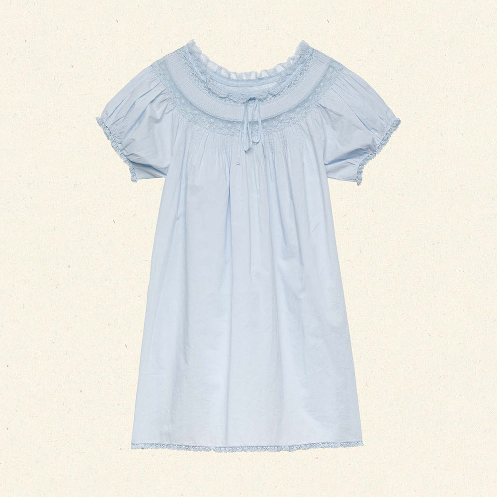Sommerneuankunft Rundhals-Patchworkkleid mit Lacesaum