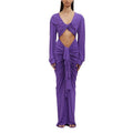 Langes V-Ausschnitt-Kleid mit Twist-Detail