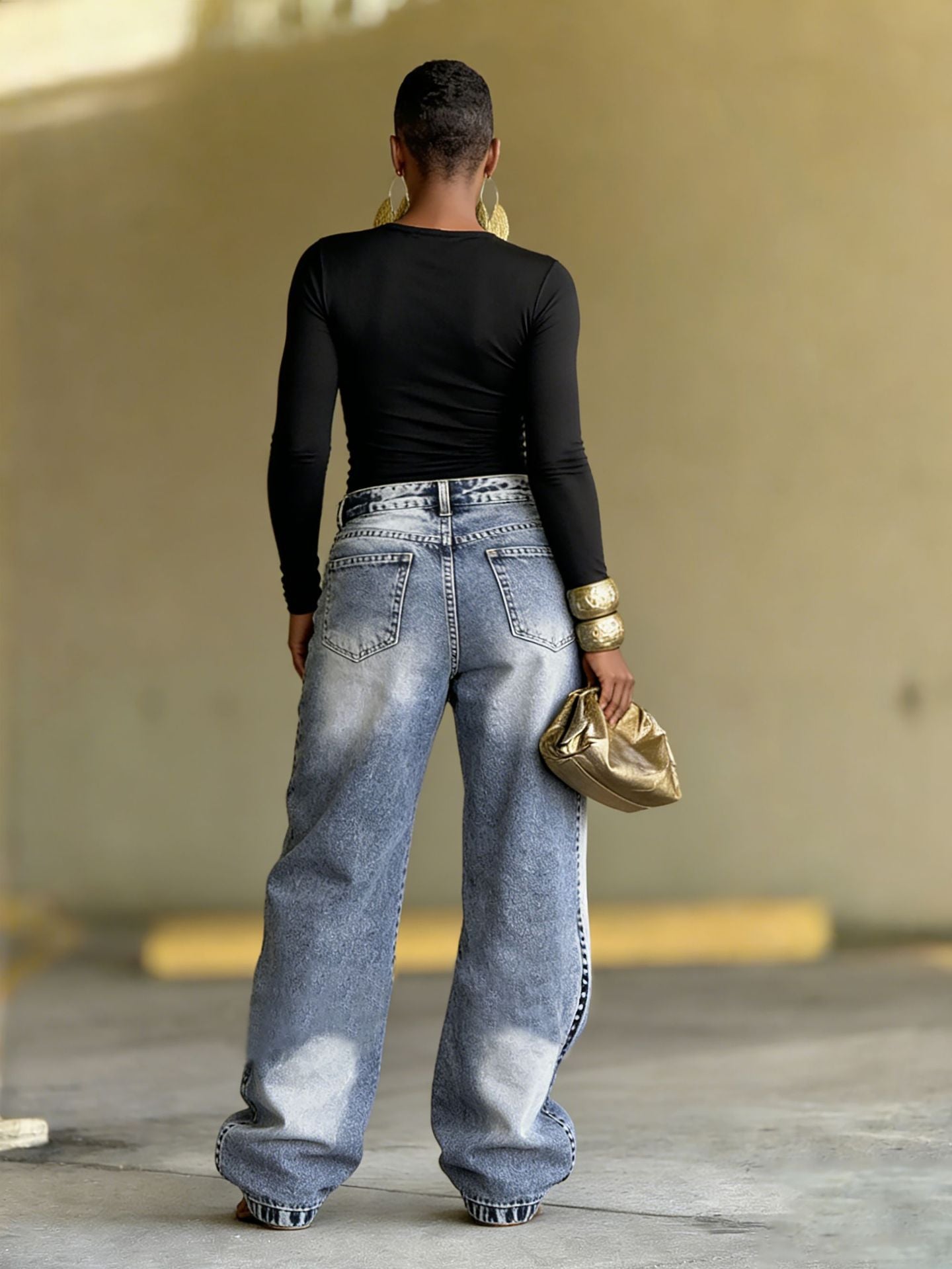 Patchwork-Denim-Jeans für Damen