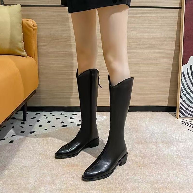 Overknee-Stiefel mit Fleece-Futter und Blockabsatz