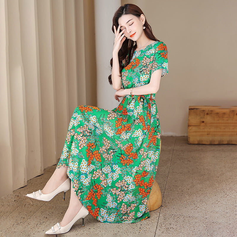 Elegantes Baumwoll-Seidenkleid mit Blumenmuster – Bild 3 | LuxeStyle