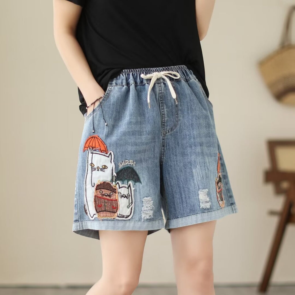 Weite Denim-Shorts für Damen