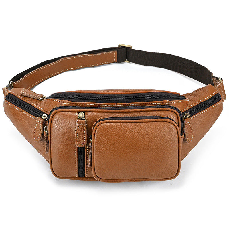 Leder-Bauchtasche Vintage Hellbraun