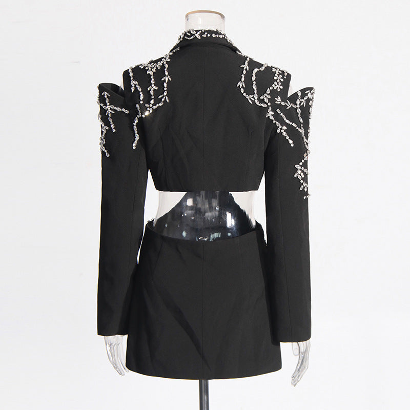 Kurzer Longsleeve-Mantel mit Diamanten