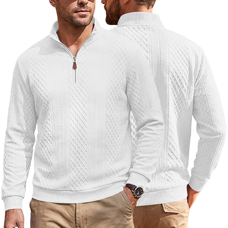 Jacquard-Pullover mit Reissverschluss und Revers – Bild 12 | LuxeStyle