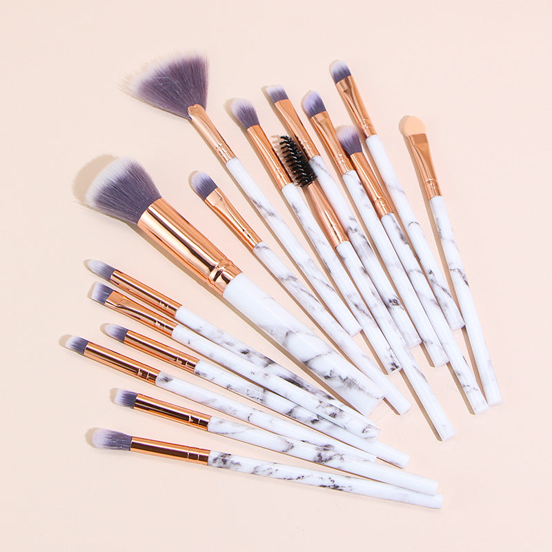 16-Stückes Makeup-Pinselset mit Marmor-Muster · 16 Stück | LuxeStyle