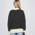 Color-Block Pullover mit Rundhals für Damen