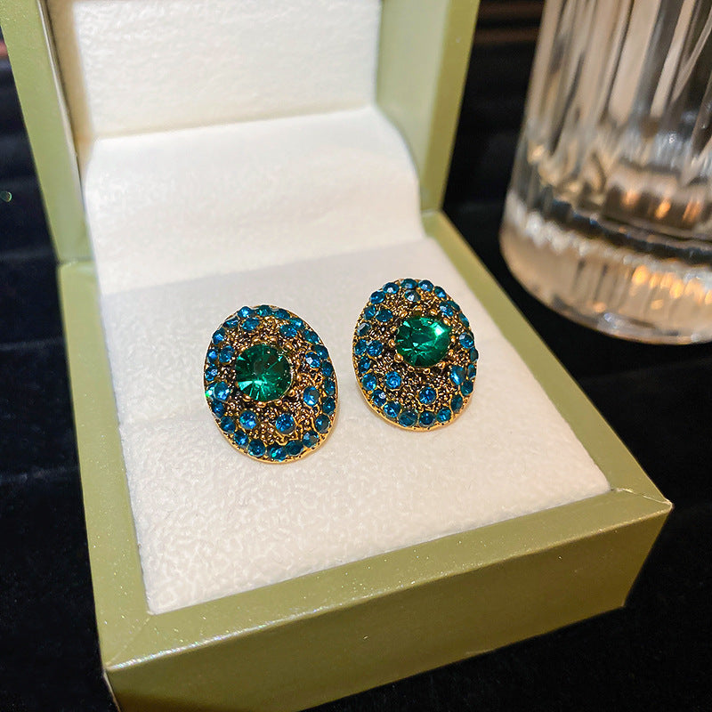 Chinesische Blumen-Ohrringe mit Strass & Perlen