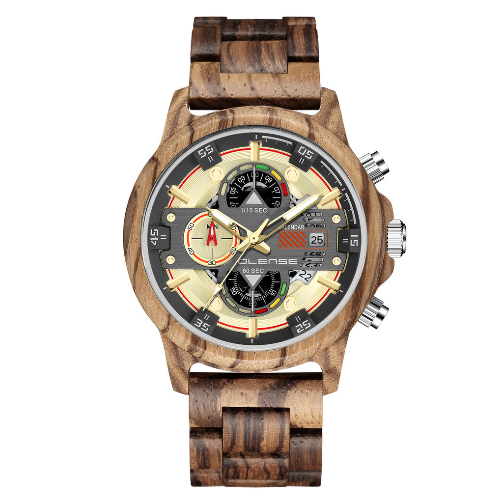 Holzarmbanduhr für Herren, Quarz, Multifunktion | LuxeStyle