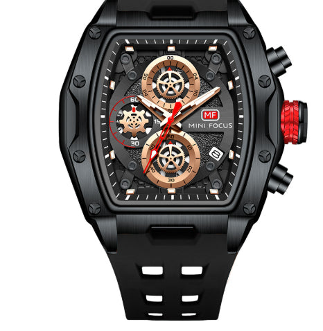 Sport Chronograph Herrenuhr mit Silikonarmband – Bild 3 | LuxeStyle