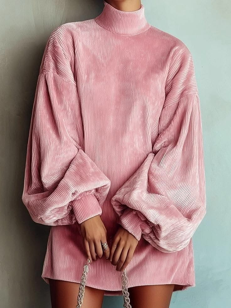 Loose-fit Langarm-Kleid mit Puffärmeln
