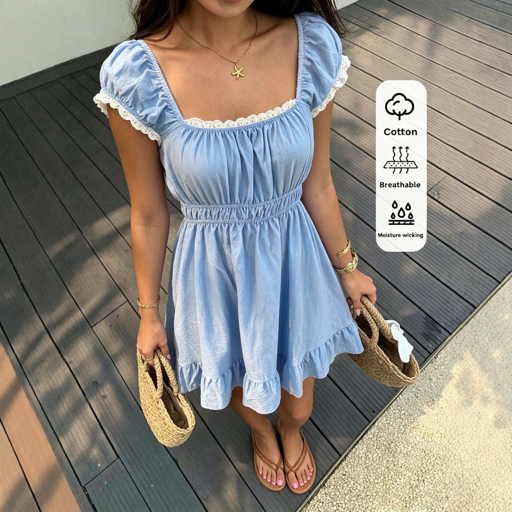Sommerliches A-Linien Kleid mit Puffärmeln – Bild 4 | LuxeStyle