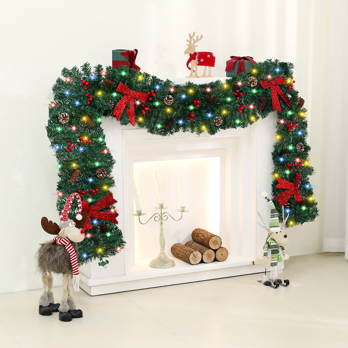Weihnachts-Rattan-Girlande mit Zapfen und Schleife – Bild 8 | LuxeStyle