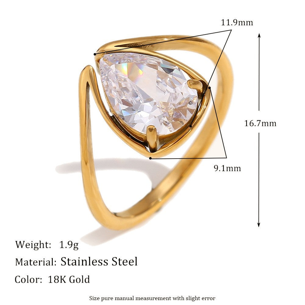 Eleganter Wassertropfen Zirkon Ring für Damen