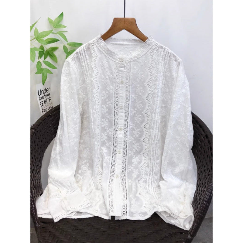 Besticktes Langarmshirt mit Spitzenbesatz – Bild 8 | LuxeStyle